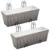 vidaXL Lits sur&eacute;lev&eacute;s de balcon 2 pcs 50 cm Gris R&eacute;sine tress&eacute;e