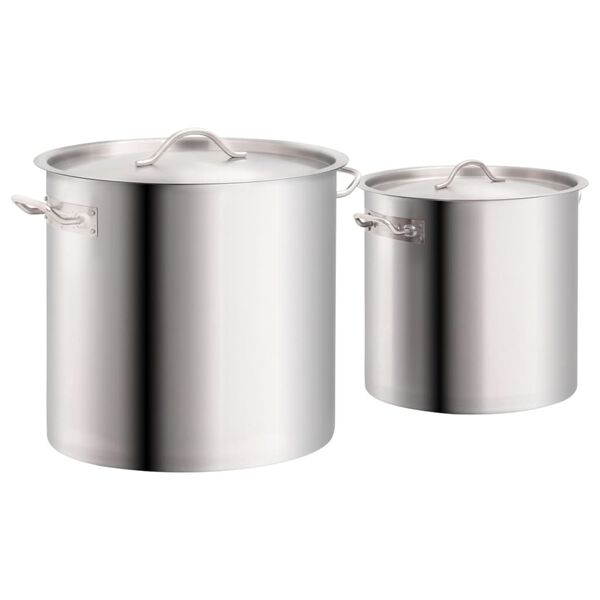 vidaXL Ensemble de 2 casseroles à bouillon 50/25 L Inox