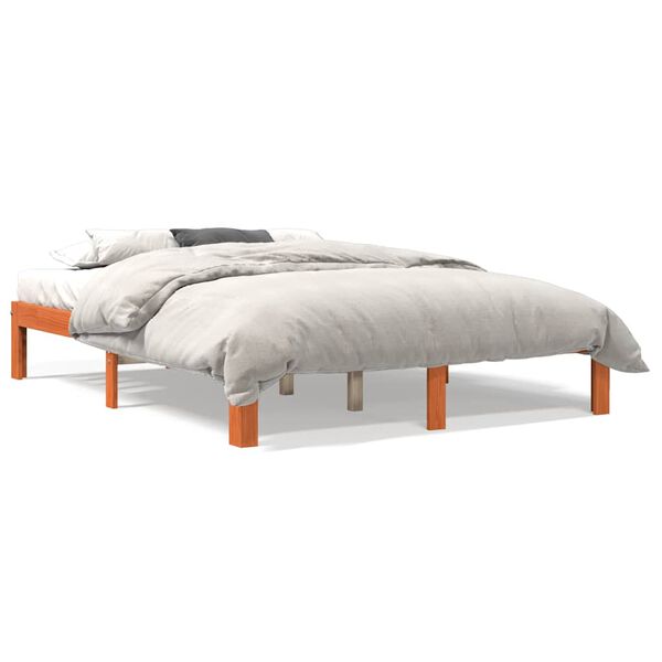 vidaXL Cadre de lit sans matelas cire marron 140x190cm bois pin massif