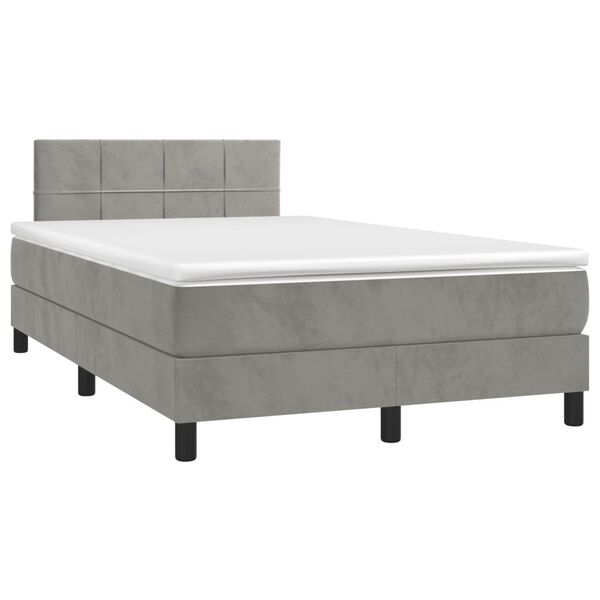 vidaXL Sommier &agrave; lattes de lit et matelas gris clair 120x190cm velours