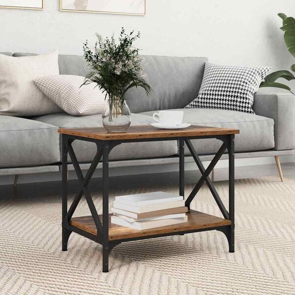 vidaXL Table d'appoint Bois ancien 55 x 38 x 45 cm Bois d'ing&eacute;nierie