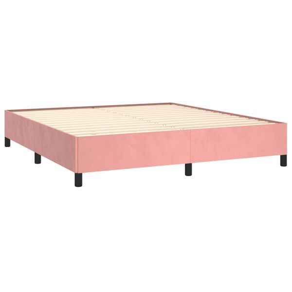 vidaXL Sommier &agrave; lattes de lit avec matelas Rose 160x200 cm Velours
