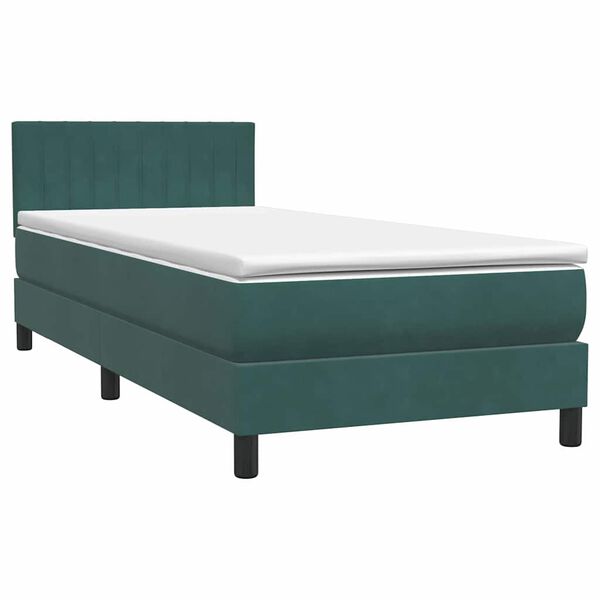 vidaXL Sommier &agrave; lattes de lit et matelas vert fonc&eacute; 80x210 cm velours