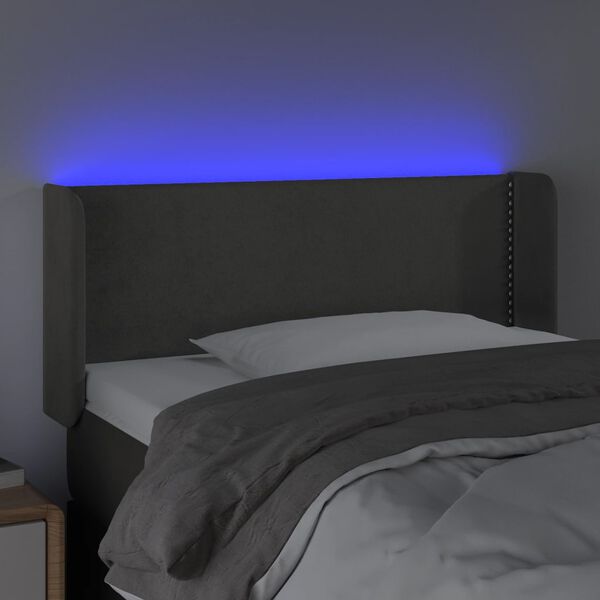 vidaXL T&ecirc;te de lit &agrave; LED Gris fonc&eacute; 93x16x78/88 cm Velours