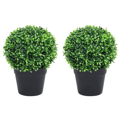 vidaXL Plantes de buis artificiel 2 pcs avec pots Boule Vert 32 cm