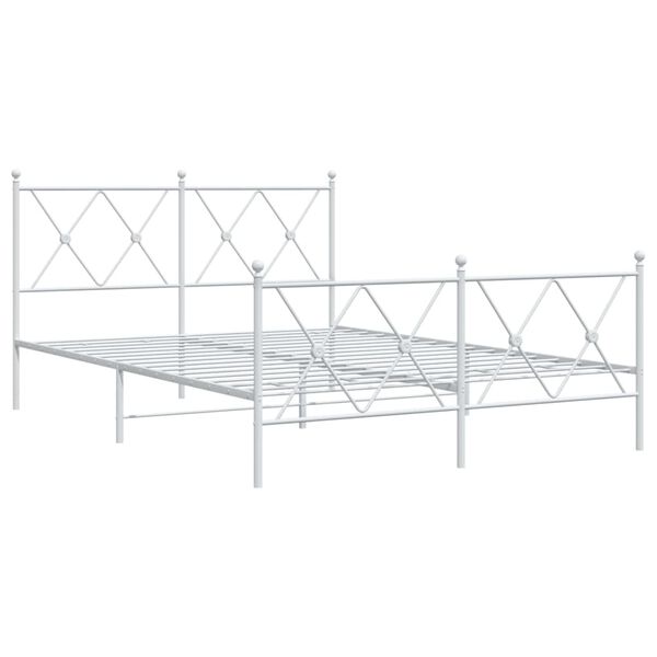 vidaXL Cadre de lit m&eacute;tal sans matelas et pied de lit blanc 140x200 cm