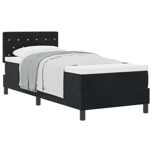 vidaXL Lit &agrave; ressorts avec matelas Noir 80 x 200 cm Velours