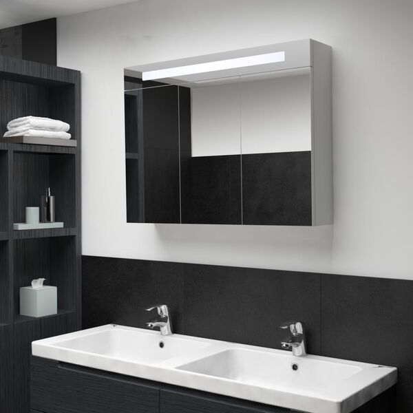 vidaXL Armoire de salle de bain &agrave; miroir LED 88x13x62 cm