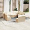 vidaXL Salon de jardin 11 pcs avec coussins beige r&eacute;sine tress&eacute;e