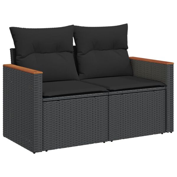 vidaXL Salon de jardin 5 pcs avec coussins noir r&eacute;sine tress&eacute;e
