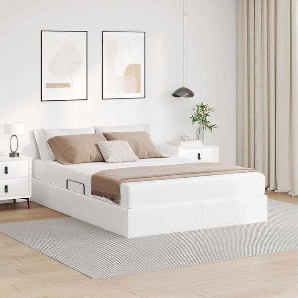 vidaXL Lit avec rangement et matelas avec matelas Blanc 140 x 190 cm