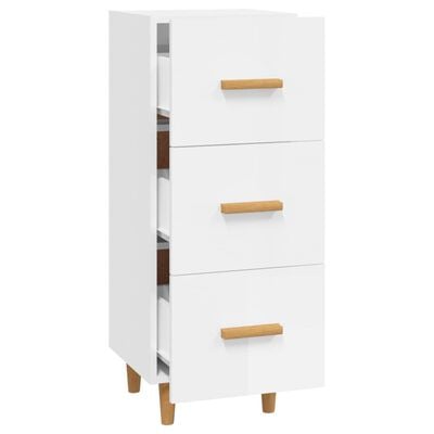 vidaXL Buffet Blanc brillant 34,5x34x90 cm Bois d'ingénierie