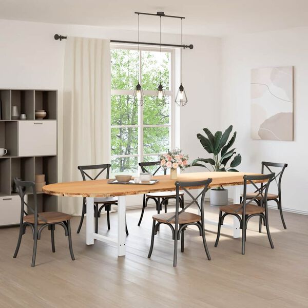 vidaXL Table &agrave; manger marron clair bois de ch&ecirc;ne massif ovale