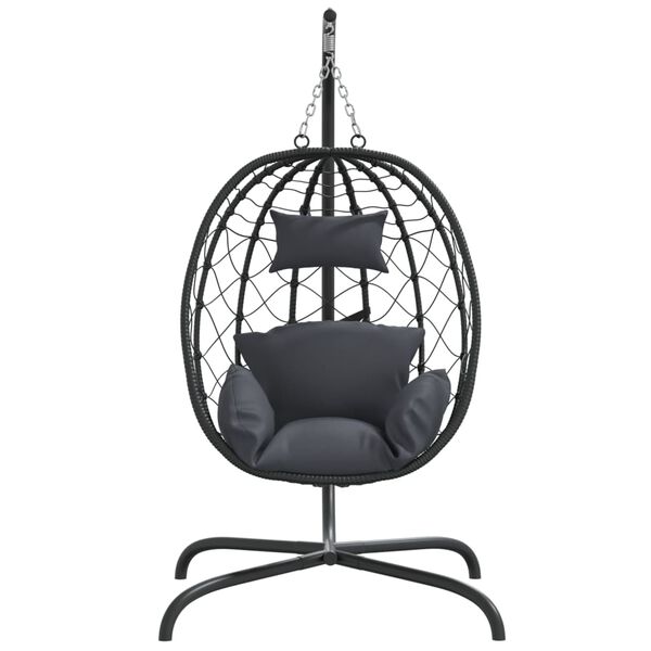 vidaXL Fauteuil suspendu avec coussin en polyrotin et acier anthracite