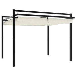vidaXL Tonnelle de jardin avec toit r&eacute;tractable cr&egrave;me 3x3 m aluminium
