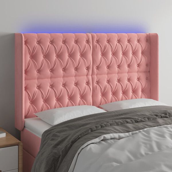 vidaXL T&ecirc;te de lit &agrave; LED Rose 147x16x118/128 cm Velours