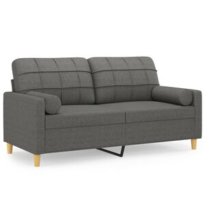 vidaXL Canap&eacute; 2 places avec oreillers gris fonc&eacute; 140 cm tissu