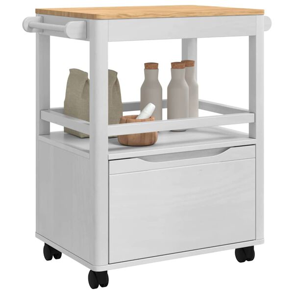 vidaXL Chariot de cuisine FLORO Blanc 72,5 x 45 x 80 cm