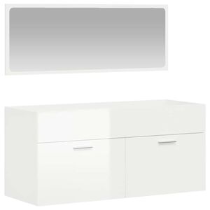 vidaXL Armoire de bain avec miroir blanc brillant bois d'ing&eacute;nierie