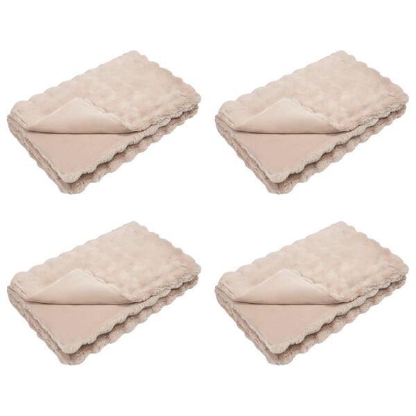 vidaXL Couverture en Fourrure de Lapin Synth&eacute;tique Olite 4 pcs Beige