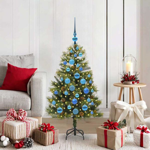 vidaXL Sapin de No&euml;l artificiel avec branches pliables et c&ocirc;nes 120 cm