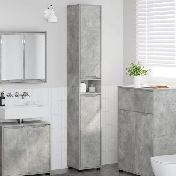 vidaXL Cabinet de salle de bain Gris b&eacute;ton 30,5 x 30 x 195 cm
