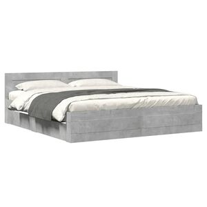 vidaXL Cadre de lit t&ecirc;te de lit sans matelas gris b&eacute;ton 200x200 cm