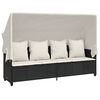 vidaXL Chaise longue avec auvent et coussins noir r&eacute;sine tress&eacute;e