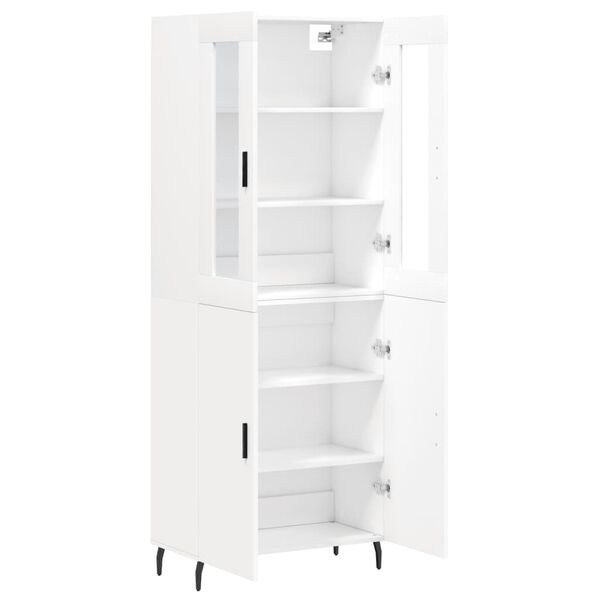 vidaXL Buffet haut Blanc 69,5x34x180 cm Bois d'ing&eacute;nierie