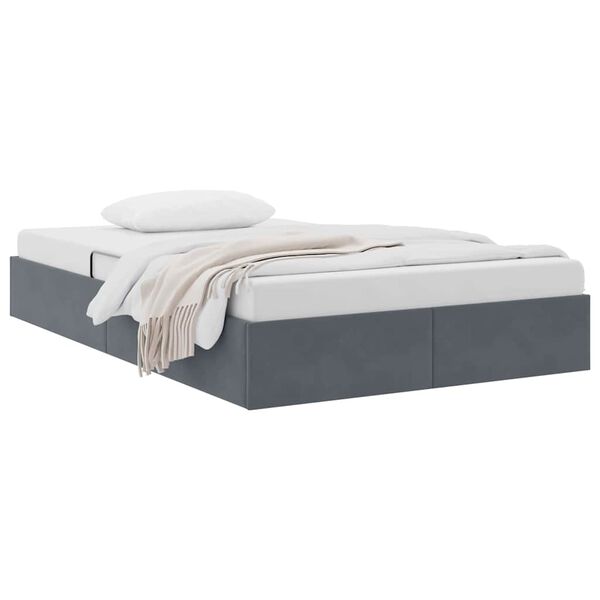 vidaXL Lit de Rangement avec matelas Gris fonc&eacute; 120 x 200 cm Velours