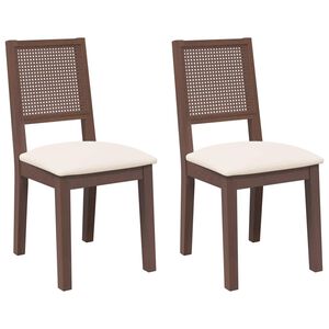 vidaXL Chaises &agrave; manger coussins 2 pcs marron bois massif caoutchouc