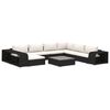 vidaXL Salon de jardin 10 pcs avec coussins R&eacute;sine tress&eacute;e Noir