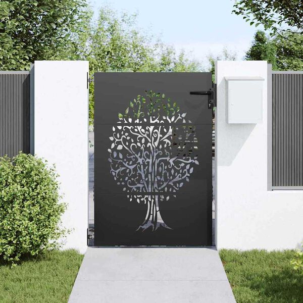 vidaXL Portail de jardin 85x125 cm acier corten conception de l'arbre
