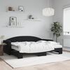 vidaXL Lit de jour avec lit gigogne et matelas noir 80x200 cm velours