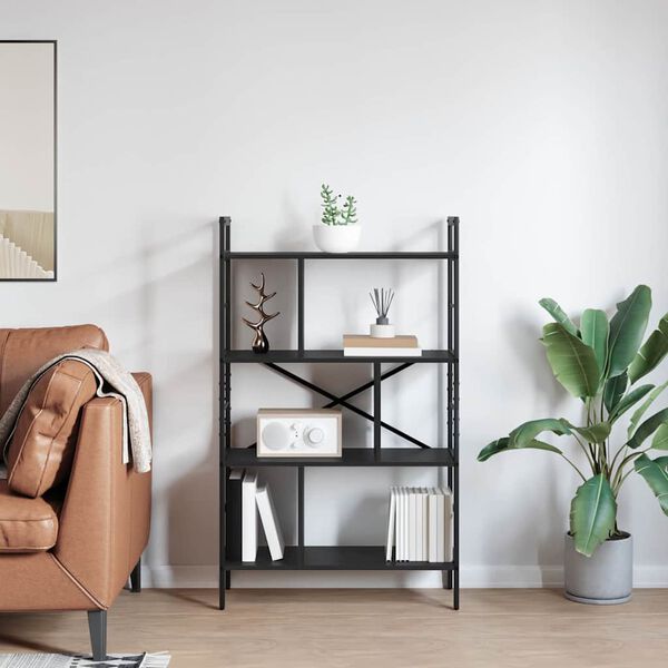 vidaXL &Eacute;tag&egrave;re Ch&ecirc;ne noir 75 x 30 x 123,5 cm Bois d'ing&eacute;nierie