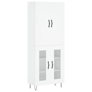 vidaXL Buffet haut Blanc 69,5x34x180 cm Bois d'ing&eacute;nierie