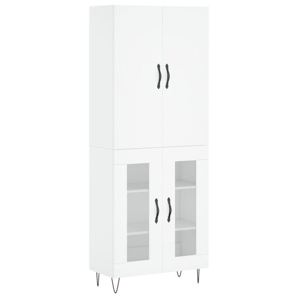 vidaXL Buffet haut Blanc 69,5x34x180 cm Bois d'ing&eacute;nierie