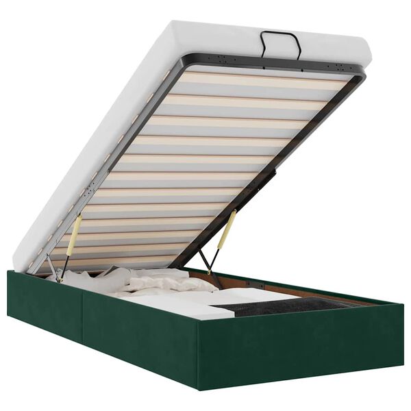 vidaXL Cadre de lit ottoman sans matelas vert fonc&eacute; 100x200 cm velours