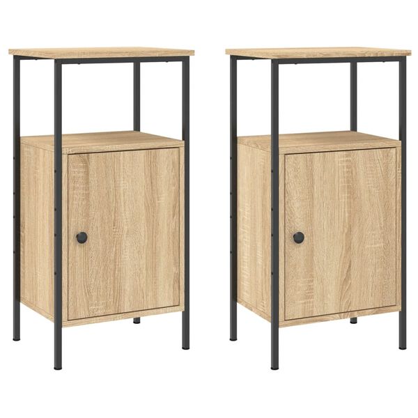 vidaXL Tables de chevet 2 pcs ch&ecirc;ne sonoma 41x31x80 cm bois ing&eacute;nierie