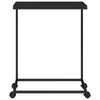 vidaXL Table d'appoint avec roues noir 55x35x70 cm bois d'ing&eacute;nierie
