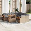 vidaXL Salon de jardin avec coussins 9 pcs beige r&eacute;sine tress&eacute;e