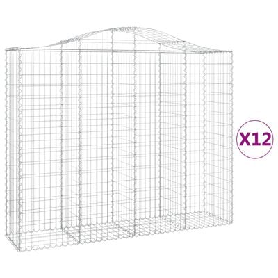 vidaXL Paniers à gabions arqués 12 pcs 200x50x160/180 cm Fer galvanisé