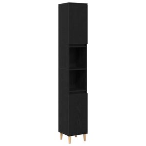 vidaXL Cabinet de salle de bain avec porte Chêne noir 30 x 30 x 190 cm