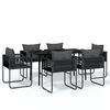 vidaXL Ensemble &agrave; manger de jardin 7 pcs Noir