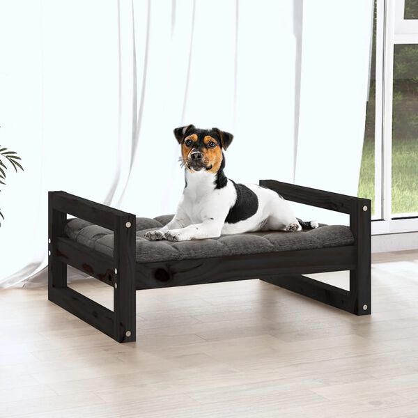 vidaXL Lit pour chien Noir 55,5x45,5x28 cm Bois de pin solide
