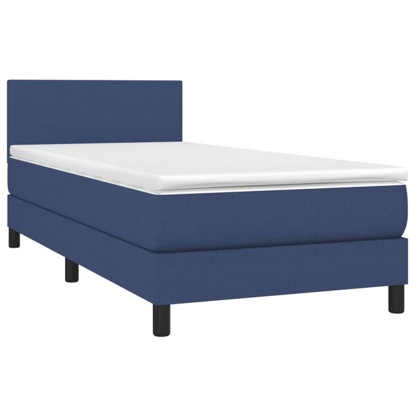 vidaXL Sommier &agrave; lattes de lit avec matelas Bleu 90x190 cm Tissu
