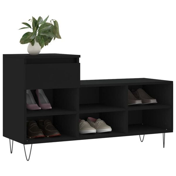 vidaXL Armoire à chaussures Noir 102x36x60 cm Bois d'ingénierie