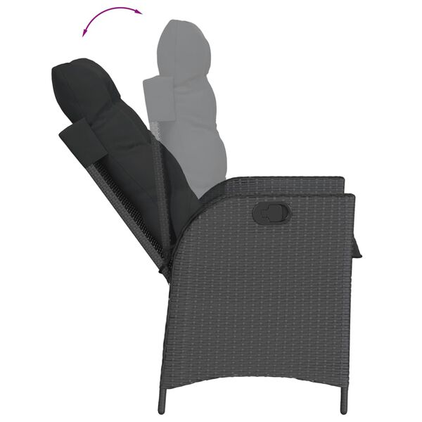 vidaXL Ensemble &agrave; manger de jardin coussins 5pcs Noir R&eacute;sine tress&eacute;e