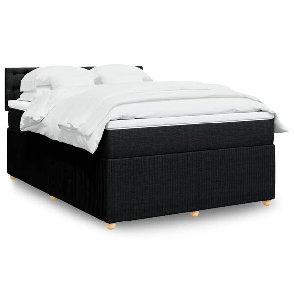 vidaXL Sommier &agrave; lattes de lit avec matelas Noir 140x190 cm Tissu