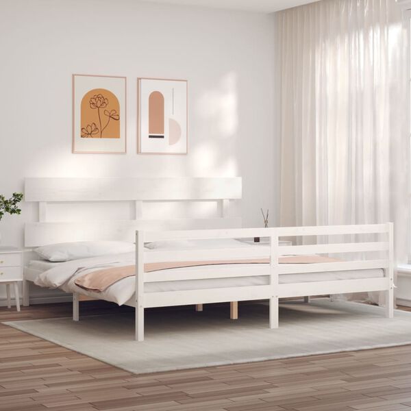 vidaXL Cadre de lit sans matelas blanc 200x200 cm bois massif